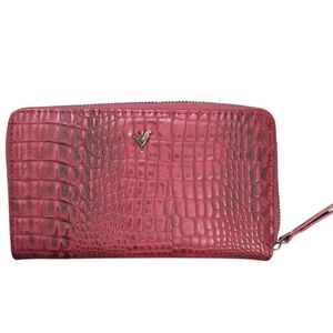 Lily & Ivy Croc-Embossed Maroon Red Wallet, Zip Around, NWOT.